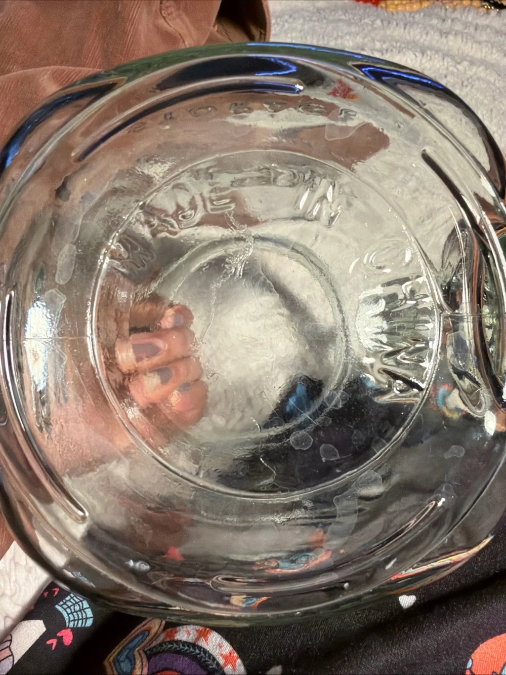 68oz 2L Vtg looking Retro Mason Clear Glass Storage Jar with Handle - Clear